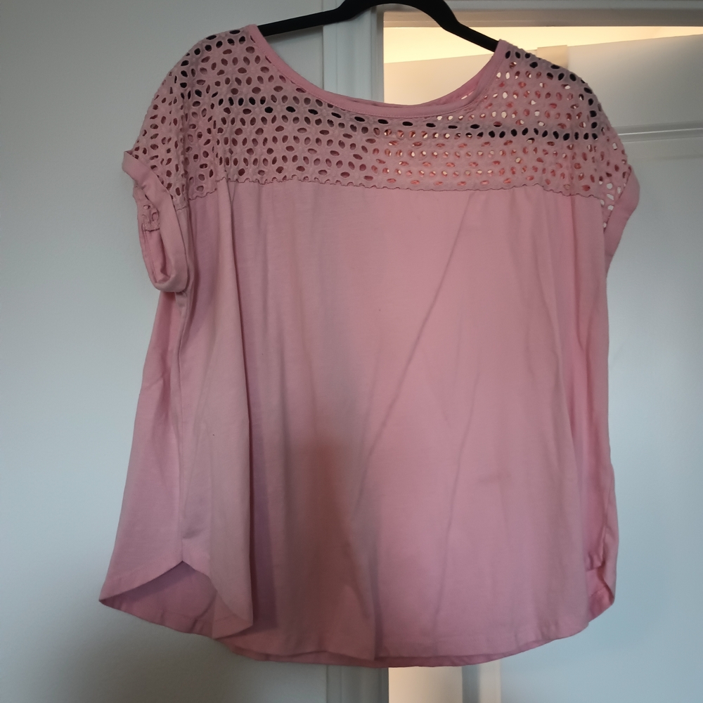 Lane Bryant Pink Blouse with Cut-Out Design